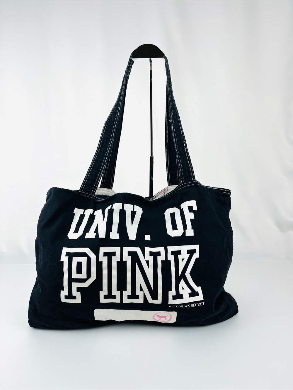 Vintage Y2K Era Victoria's Secret PINK Collegiate “UNIV. OF PINK” Tote Bag Black
